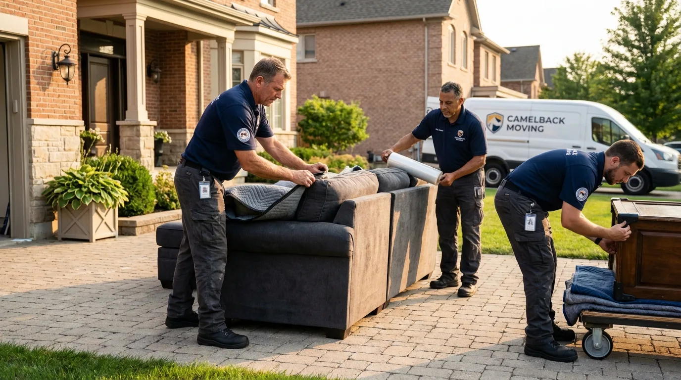 Large estate moving crew wrapping furniture in Libertyville, IL