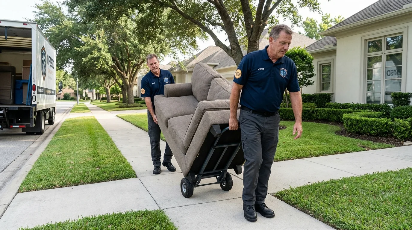 Local residential moving crew loading furniture in Libertyville, IL